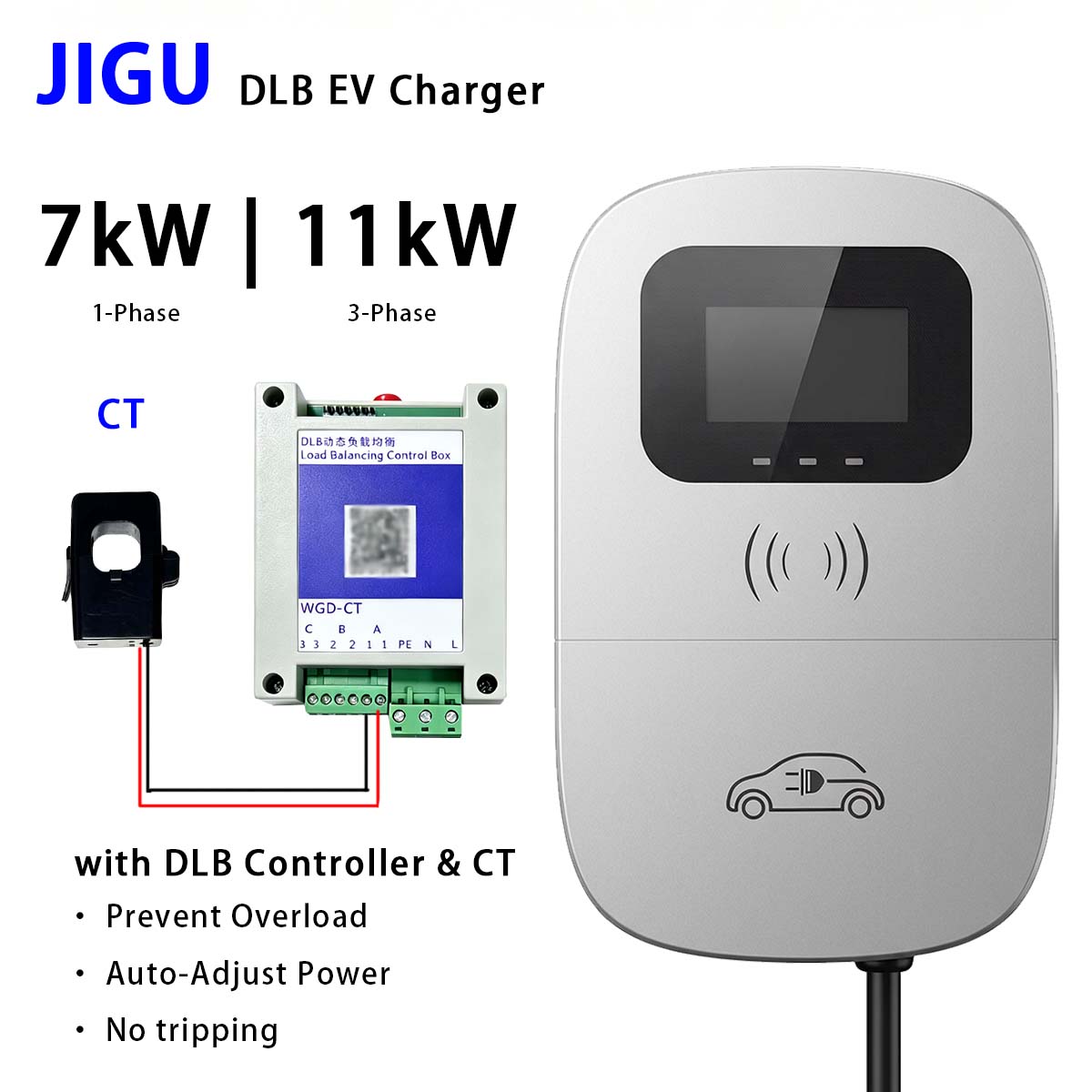 Wallbox Ev - JIGU ダイナミック負荷分散機能付き EV 充電器 タイプ2 1相
