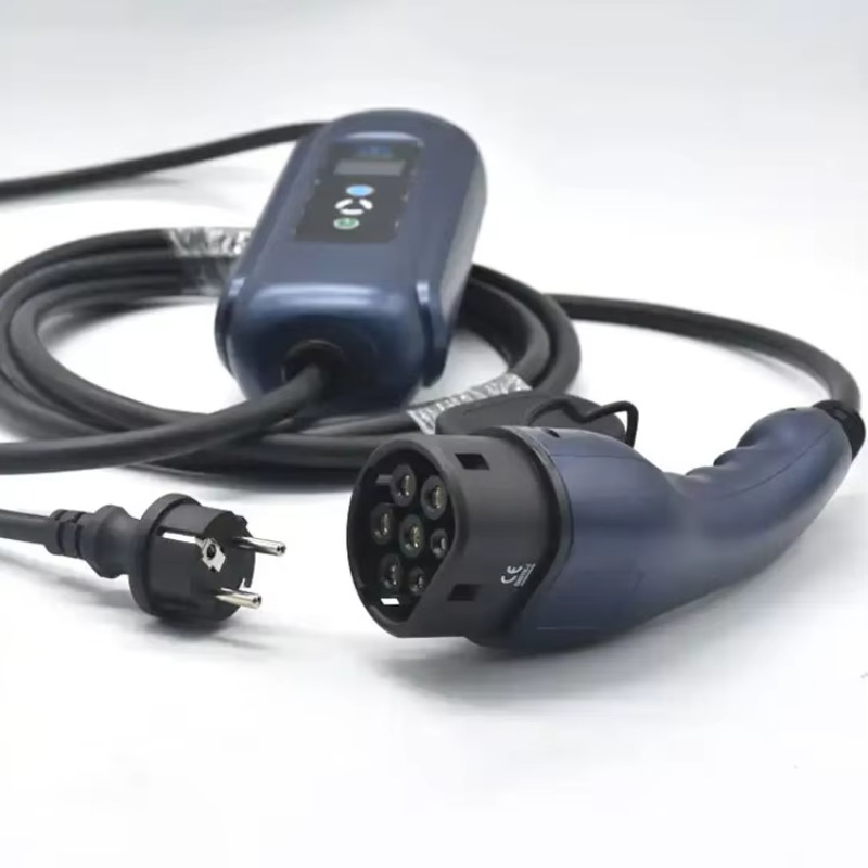 Portable Ev Charger - ポータブル電気自動車用青色コントロールボックス単相16Aタイプ2コネクタメス型モード2 EV充電器（電力用途）