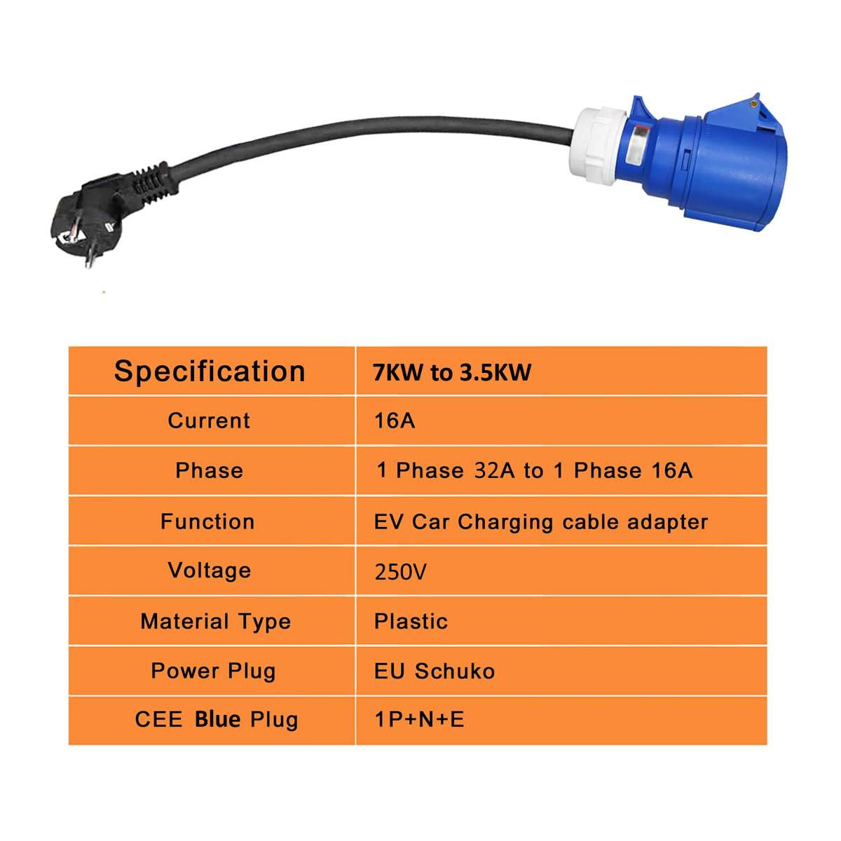 32A ブルー CEE ソケットから 16A EU Schu - Ev Charger Adapter のレビューと価格