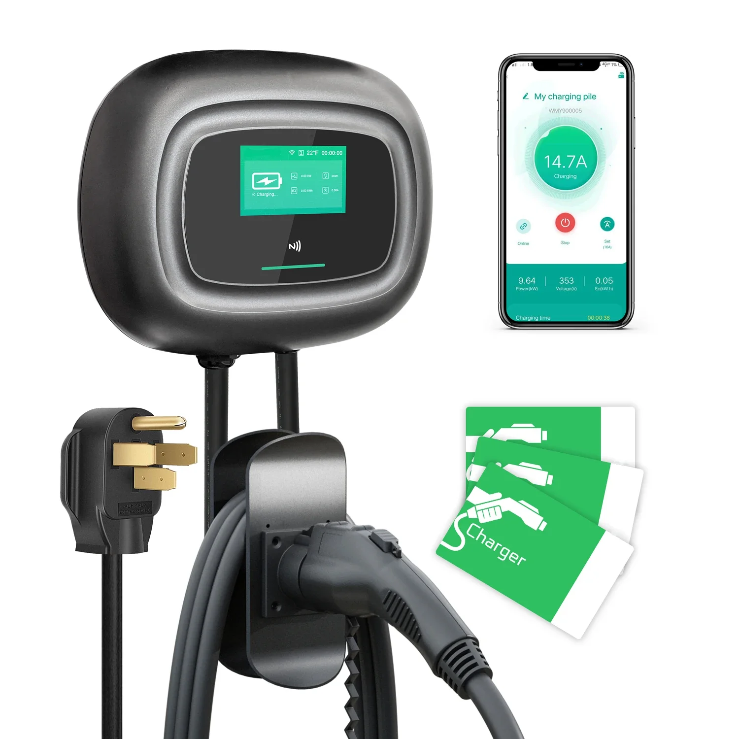 新型Khons壁掛け式電気自動車充電器 タイプ2 16A 3 - Wallbox Ev のレビューと価格