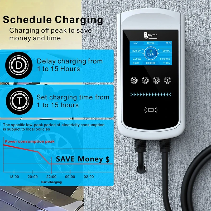 フェイリー タイプ2 EV充電器 32A 7.6KW 充電ス - Wallbox Ev のレビューと価格